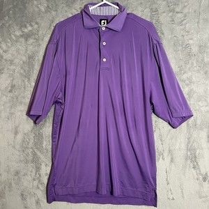FootJoy FJ Polo Shirt Men's Medium Purple Golf‎ Short Sleeve Casual Read